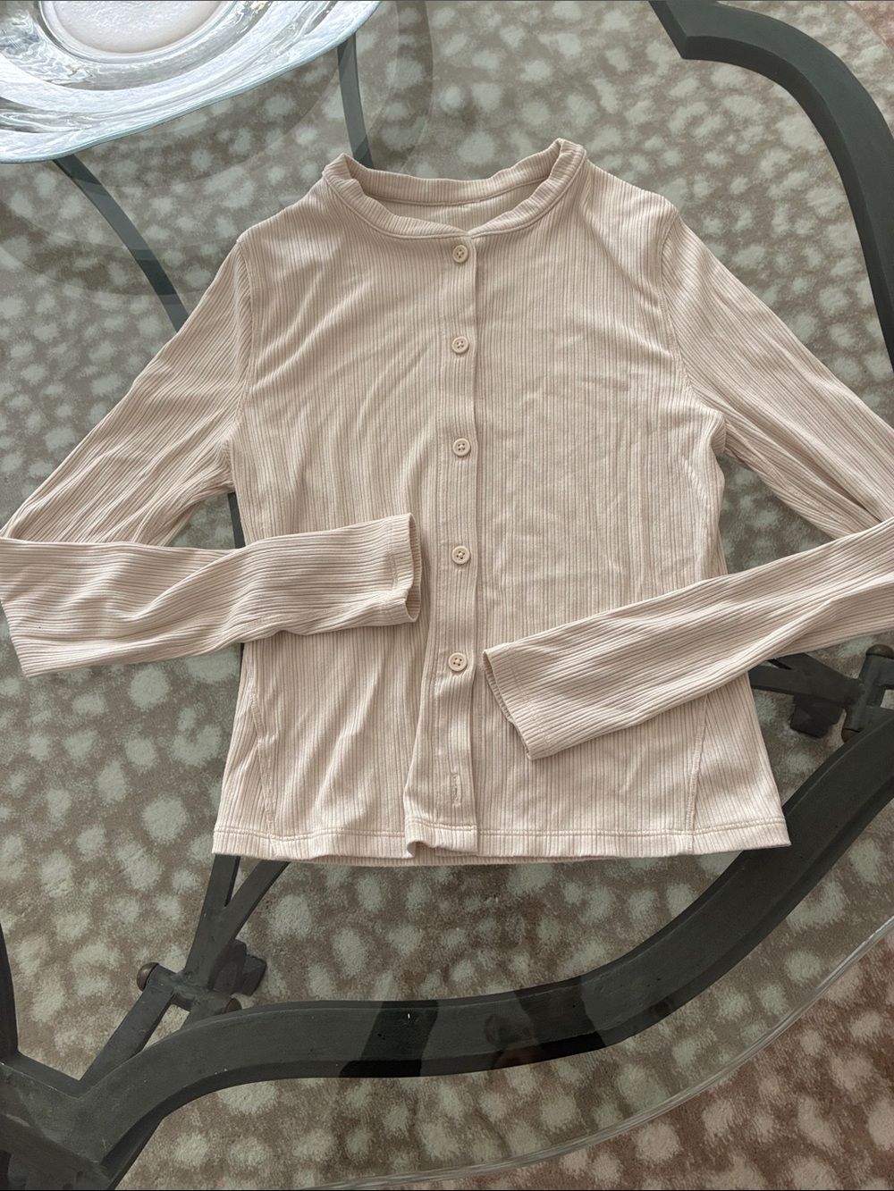 Lululemon Women's Cream Button-Front Ribbed Shirt